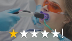 A woman undertakes a dental procedure and gives it a bad rating