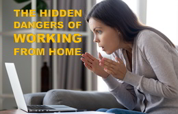 Hidden dangers of working from home - a woman looks worriedly at her PC screen