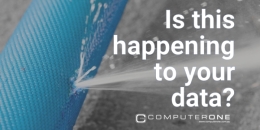 Data Leakage Prevention. A hose has a leak, symbolising loss of control over data