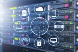 How to choose a managed service provider - a stylised image of a number of IT-related icons over the top of an image of servers